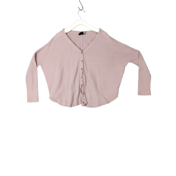 OUT FROM UNDER URBAN O Womens JoJo Waffle Knit Top SZ S Mauve Slouchy Oversize - Picture 1 of 10